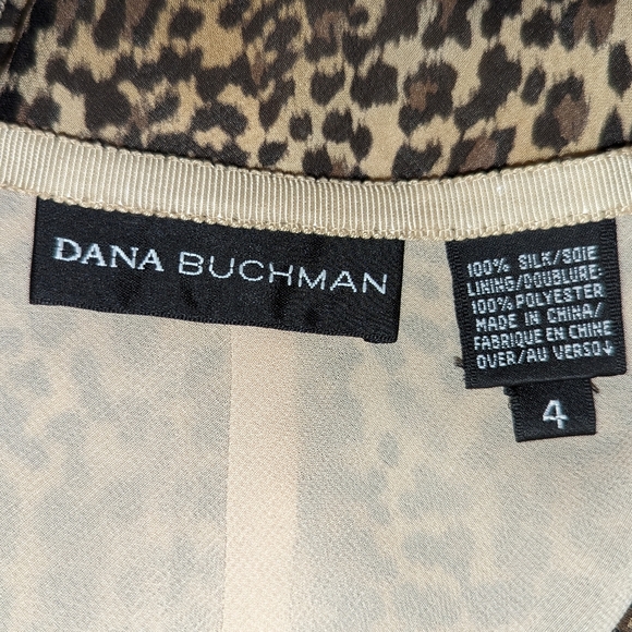 DANA BUCHMAN Skirt 100% Silk Leopard Print Skirt size 4 - Picture 4 of 17